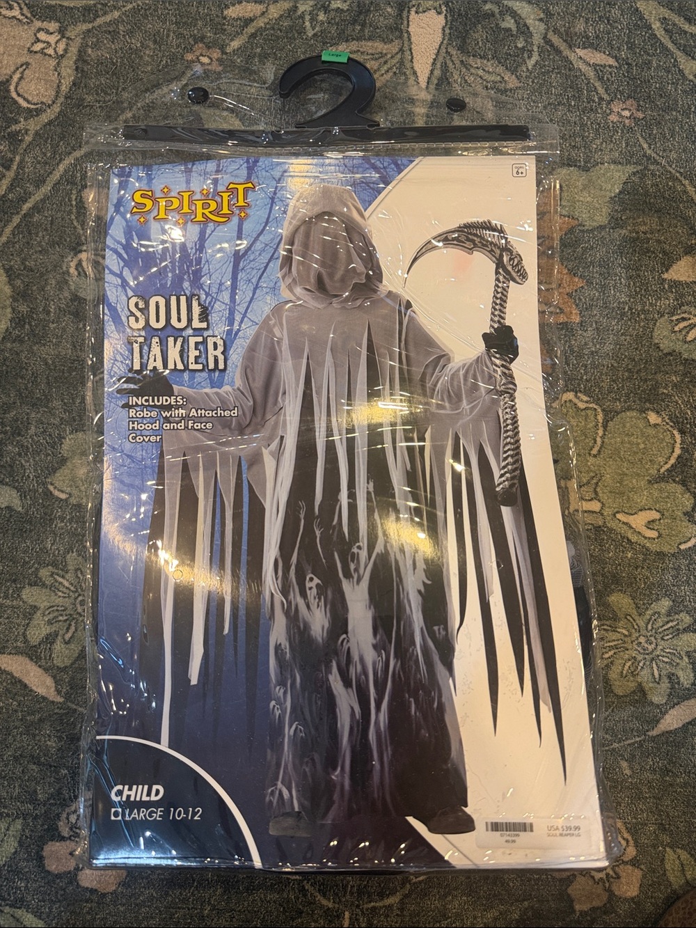 Spirit Soul Taker Kids Costume - Black and Gray Hooded Robe L 10/12
